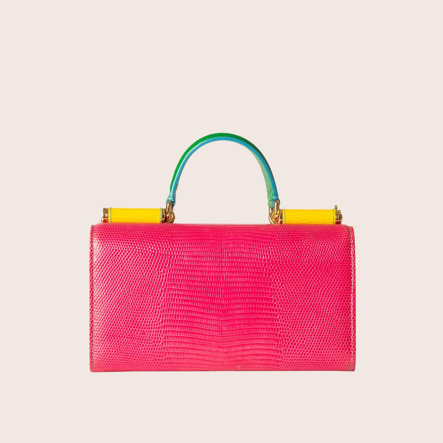 Dolce & Gabbana Mini Sicily Crossbody in Fuchsia Lizard-Print Leather