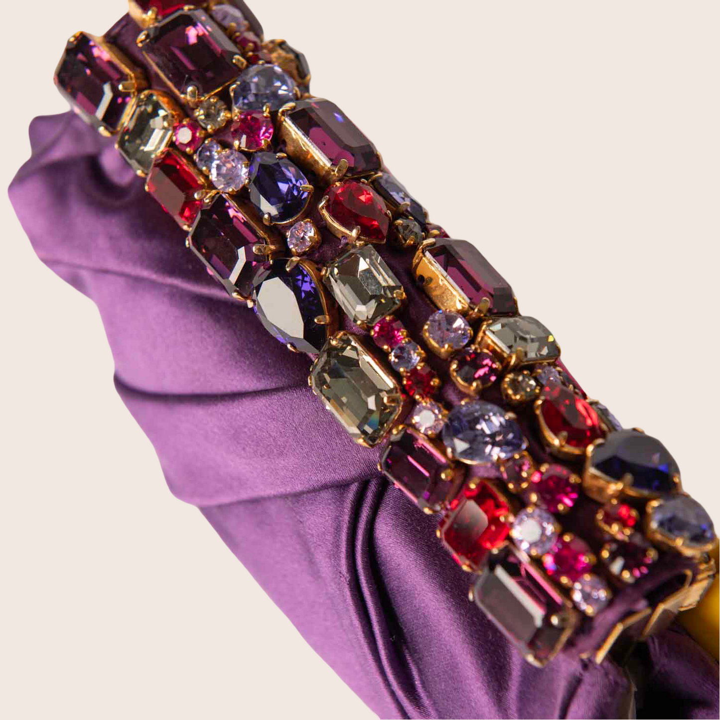 Prada Purple Satin Jeweled Clutch