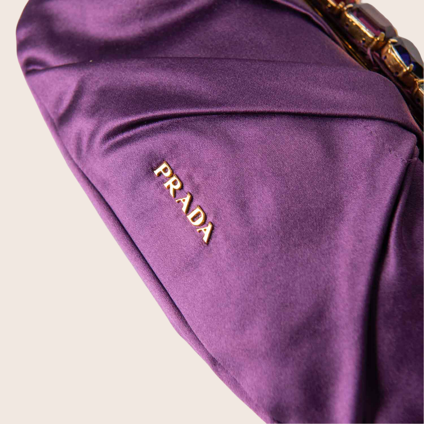 Prada Purple Satin Jeweled Clutch
