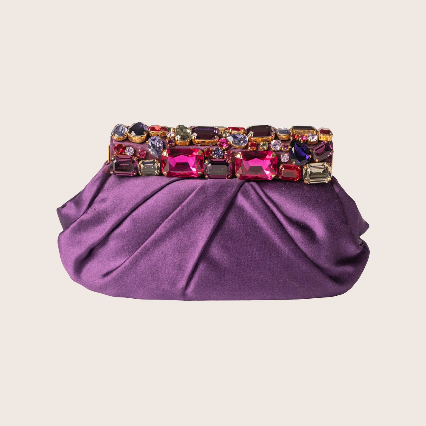 Prada Purple Satin Jeweled Clutch