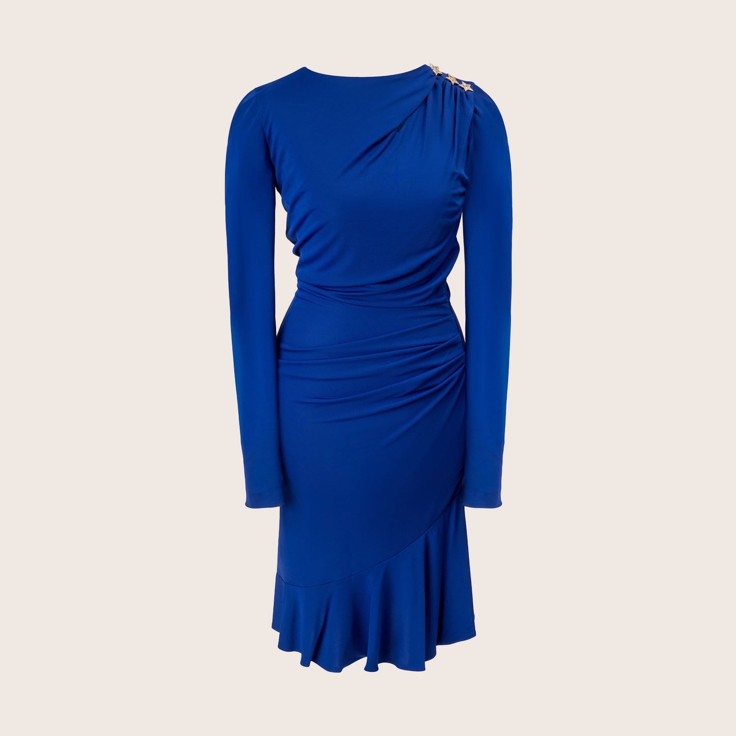 Roberto Cavalli Blue Ruched Dress