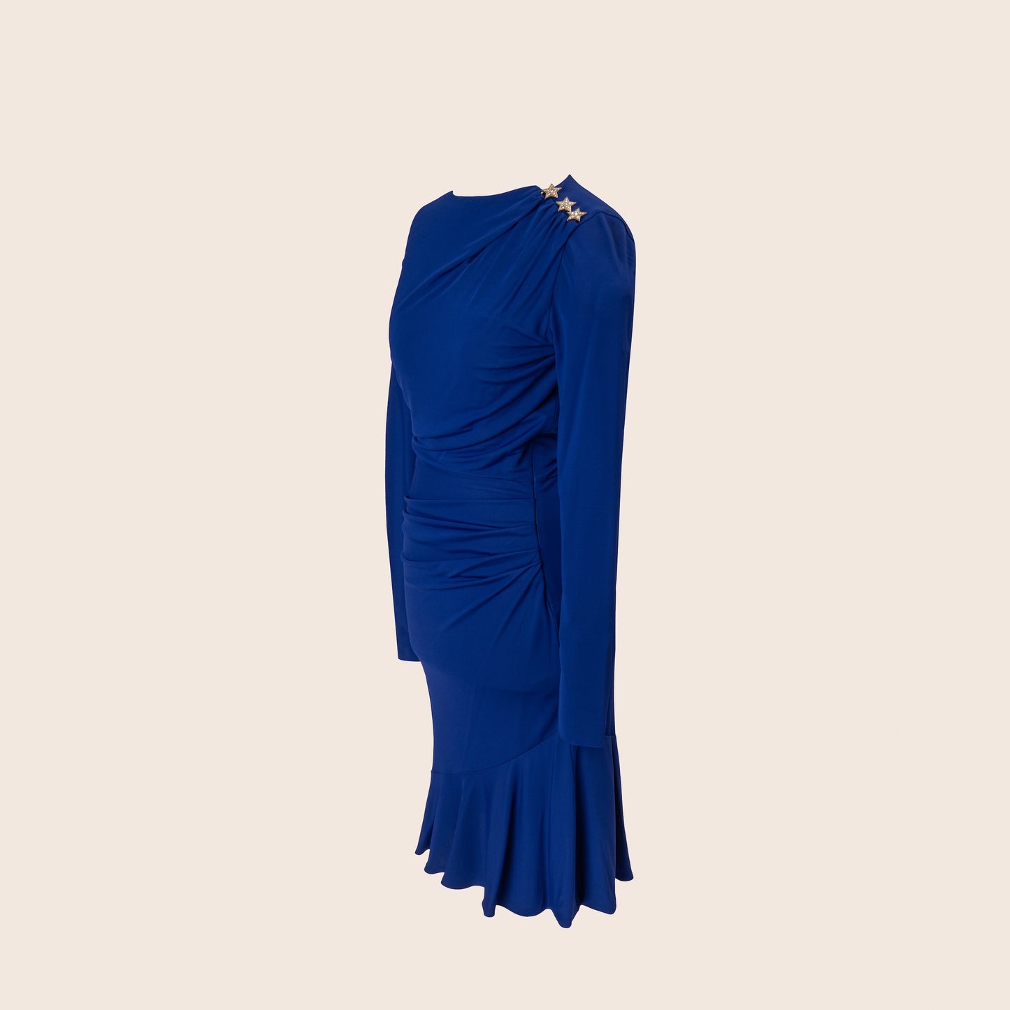 Roberto Cavalli Blue Ruched Dress
