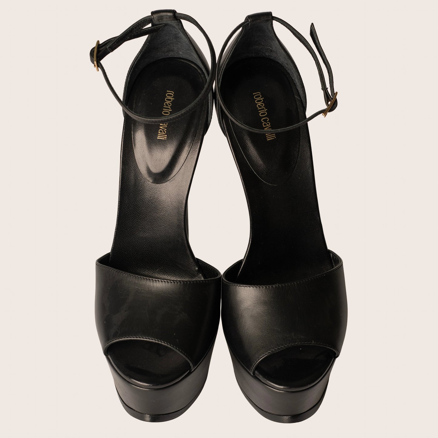 Roberto Cavalli Tiger Tooth platform Sandals In Black