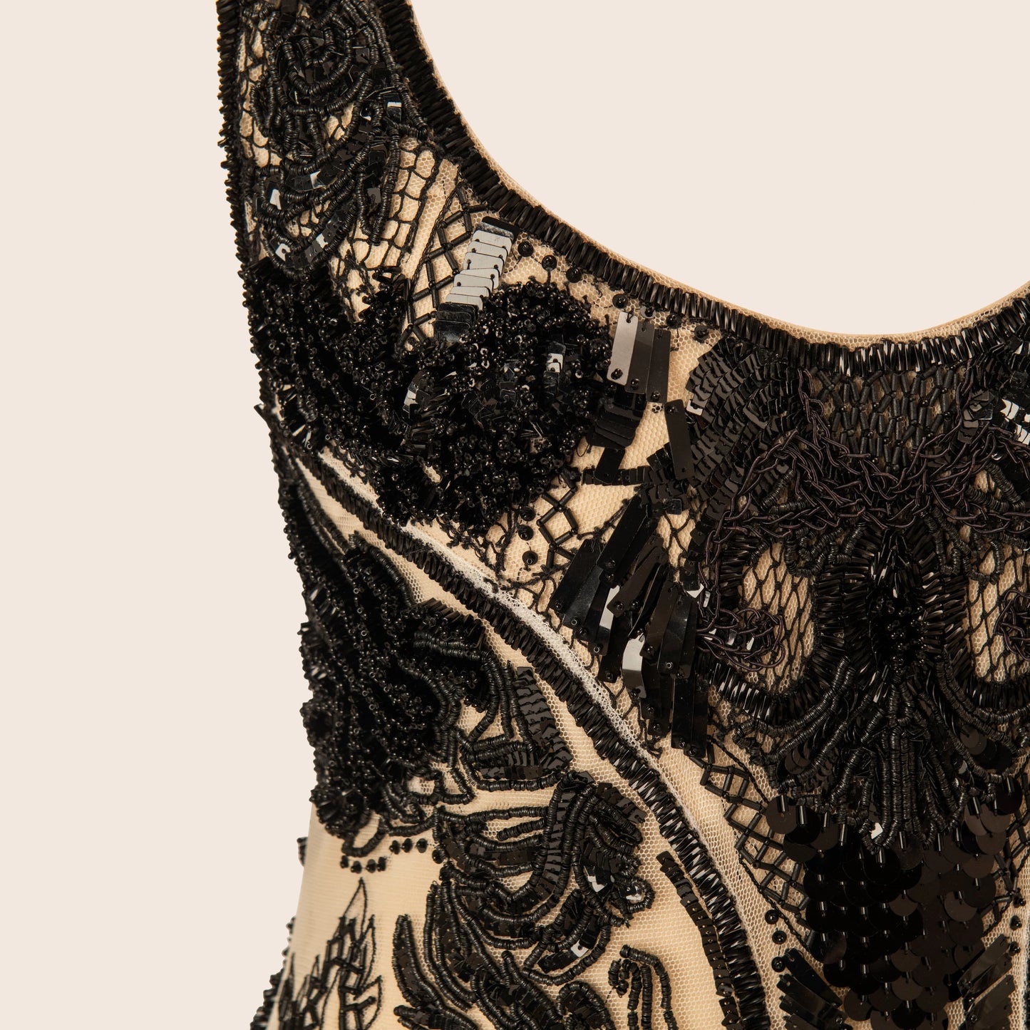 Roberto Cavalli Black & Nude Sequin-Embellished Evening Gown