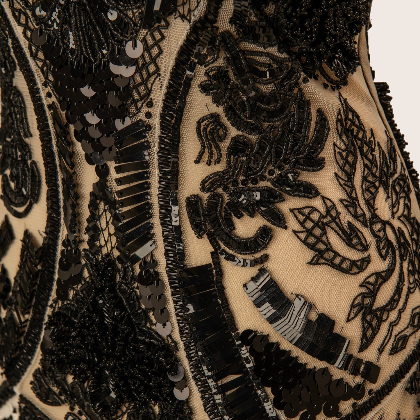 Roberto Cavalli Black & Nude Sequin-Embellished Evening Gown