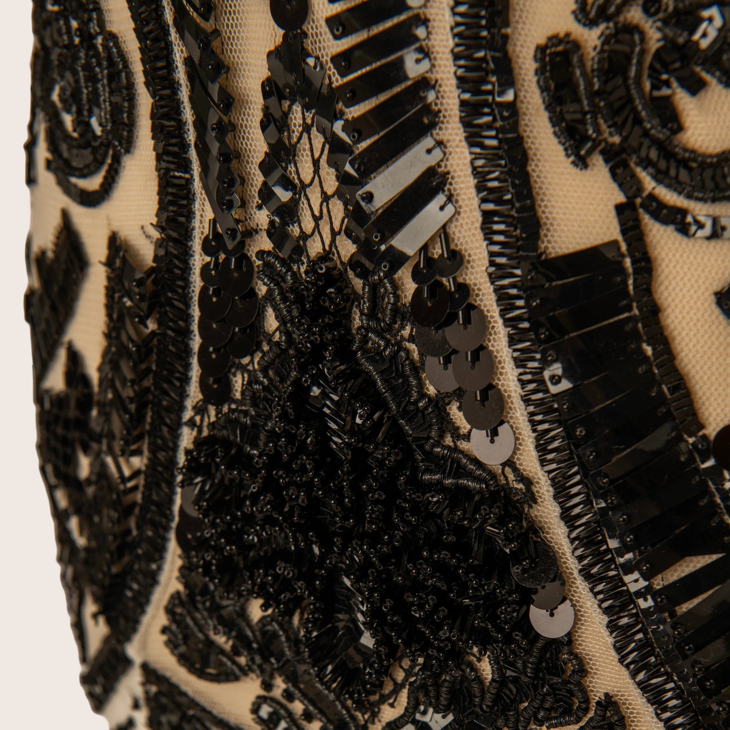 Roberto Cavalli Black & Nude Sequin-Embellished Evening Gown