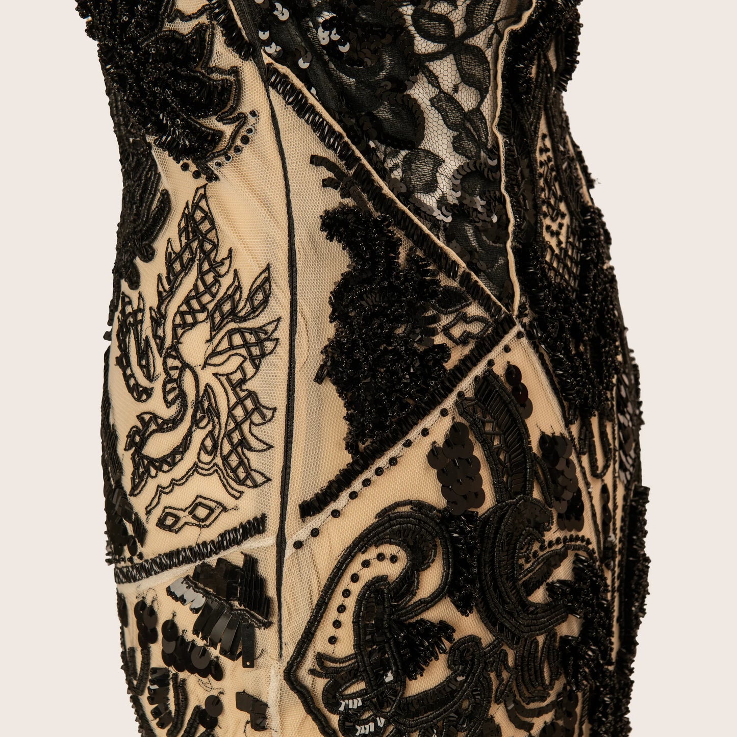 Roberto Cavalli Black & Nude Sequin-Embellished Evening Gown