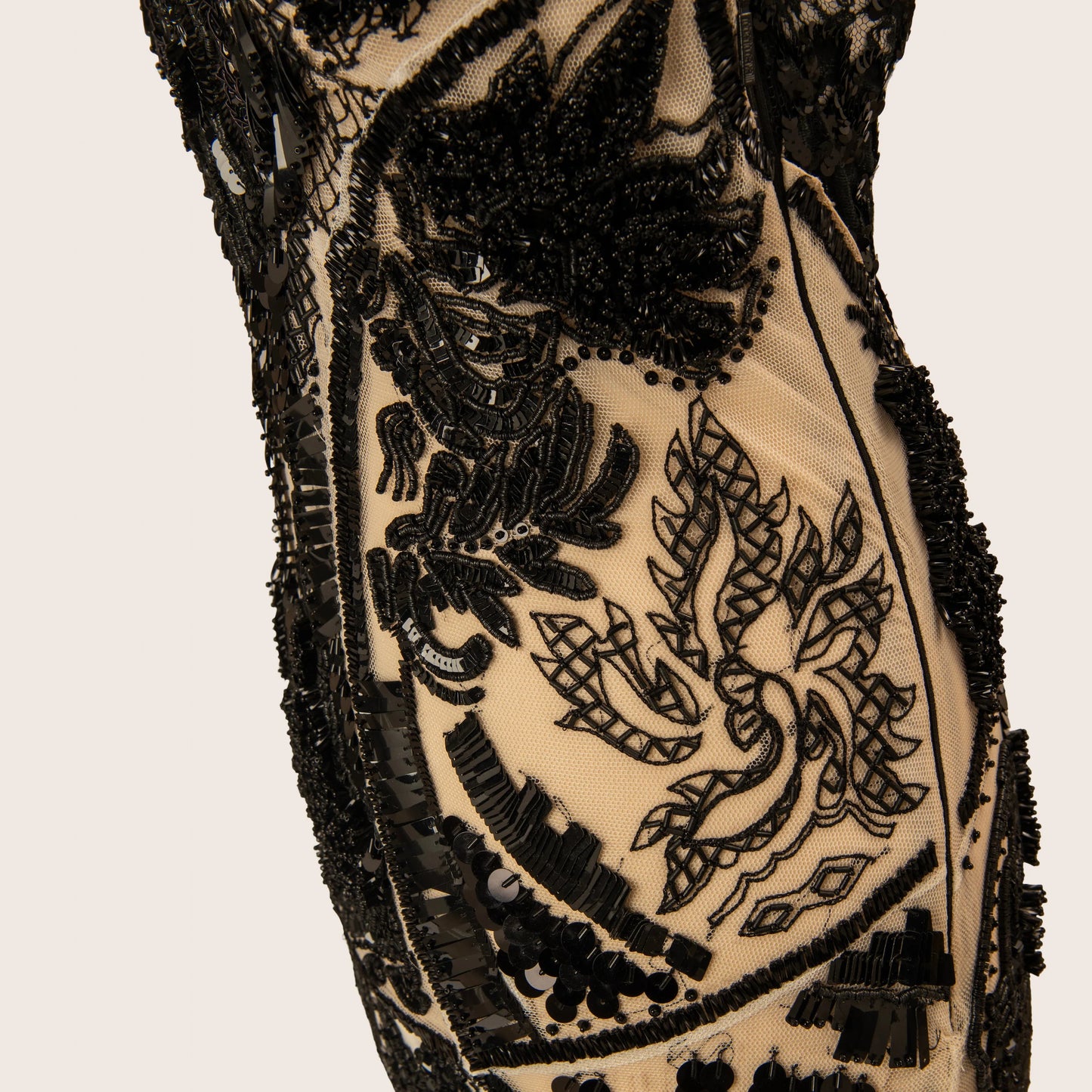 Roberto Cavalli Black & Nude Sequin-Embellished Evening Gown