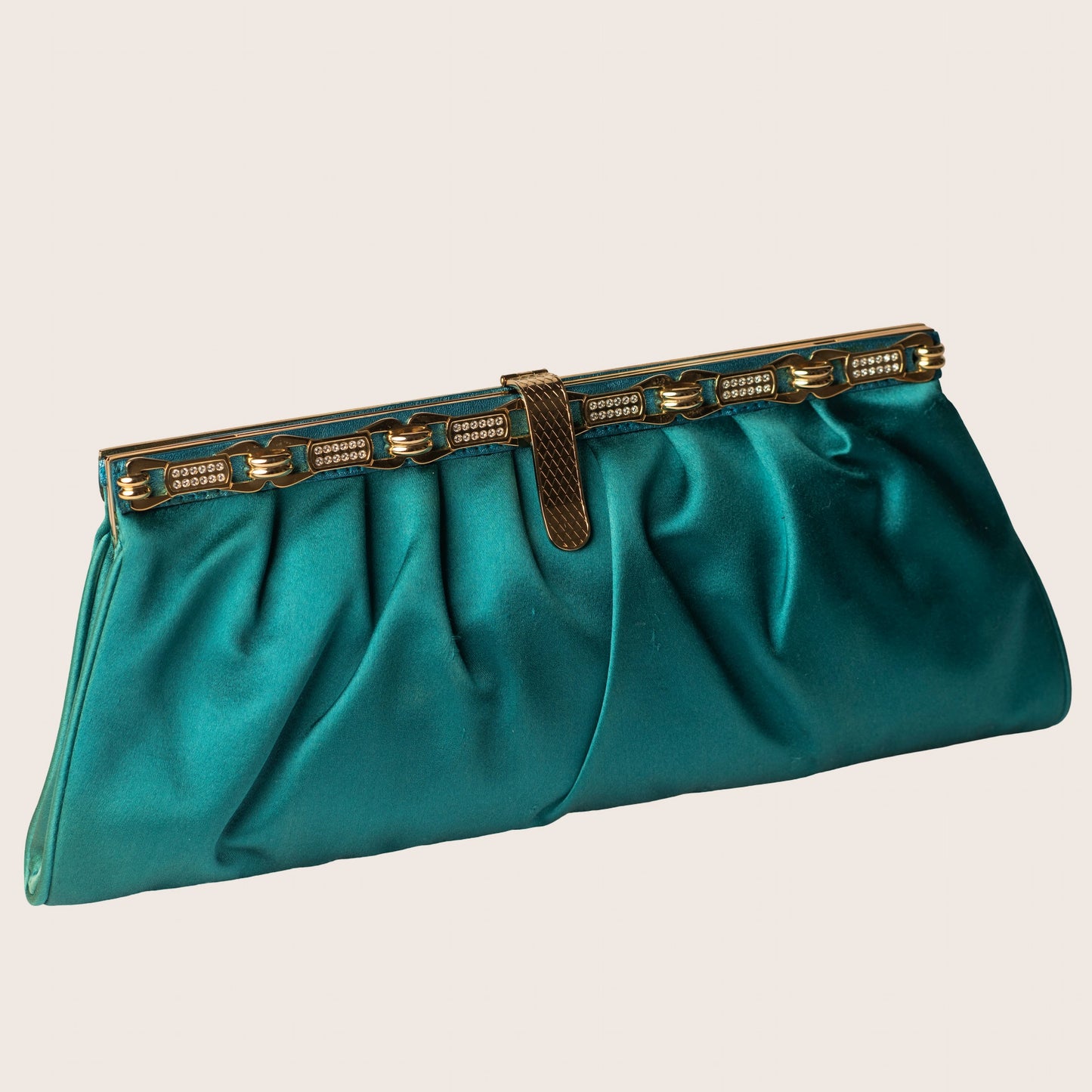 Roberto Cavalli Teal Silk Clutch