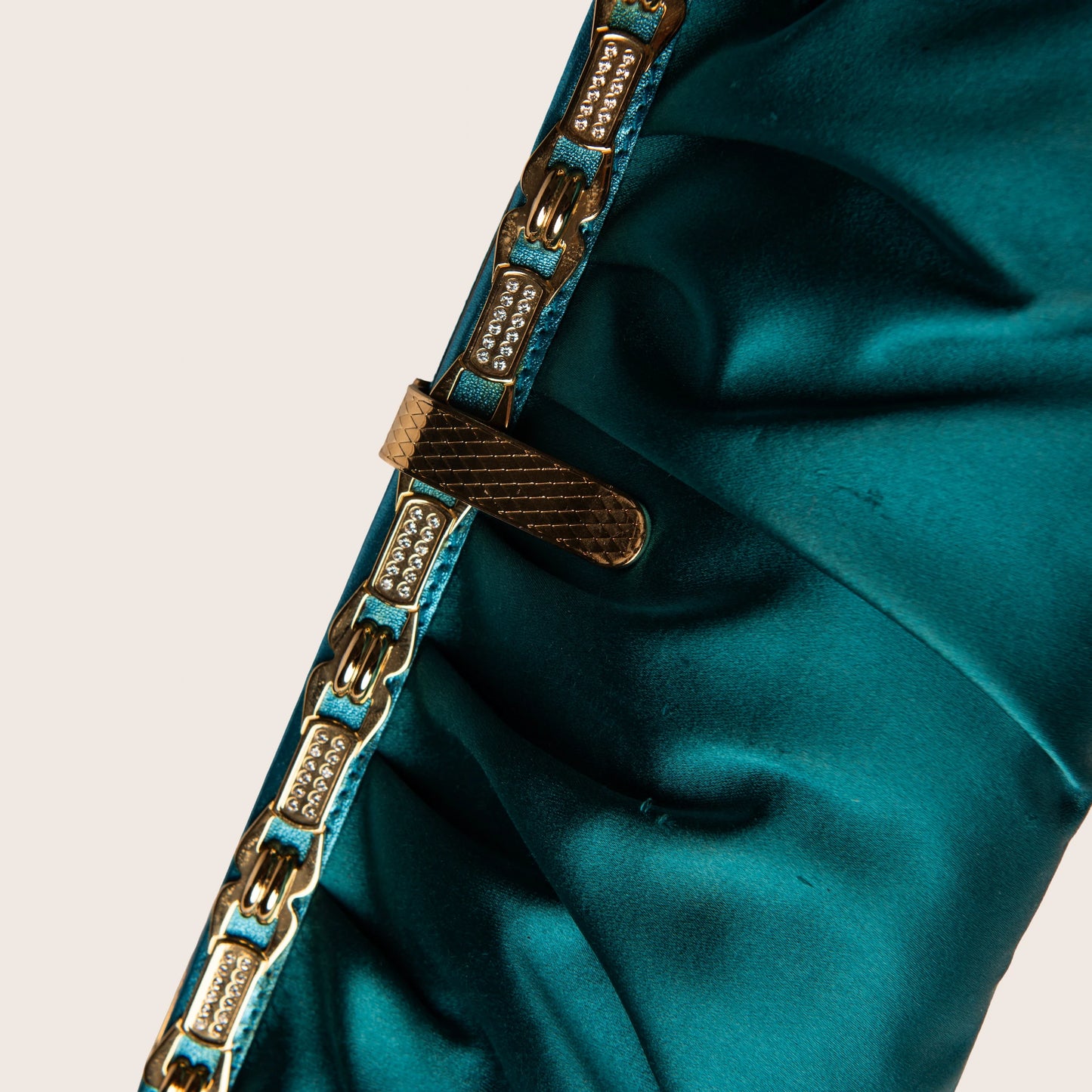 Roberto Cavalli Teal Silk Clutch