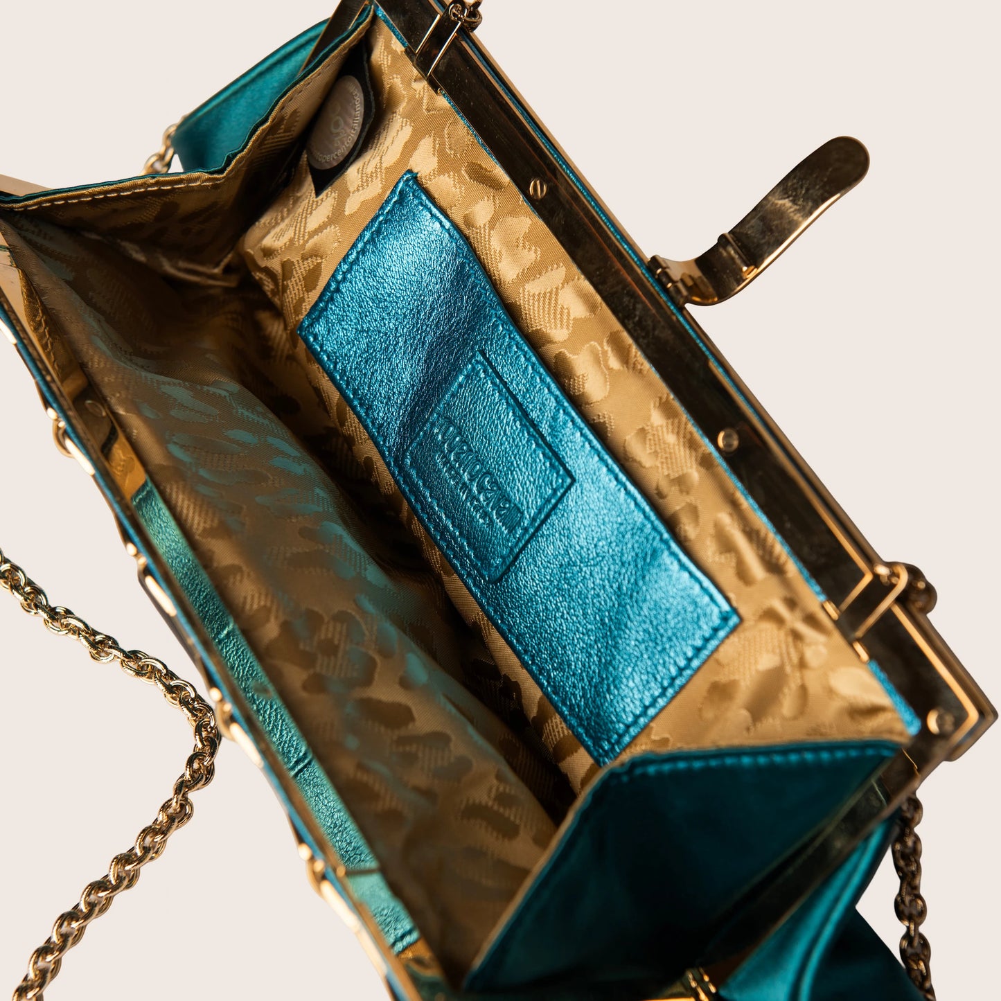 Roberto Cavalli Teal Silk Clutch