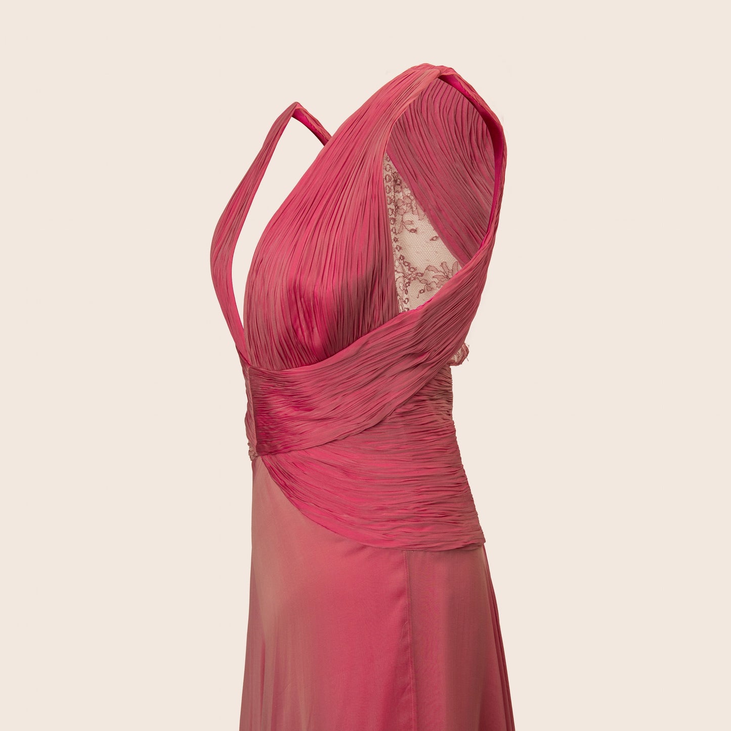 Roberto Cavalli Deep Pink Pleated Gown
