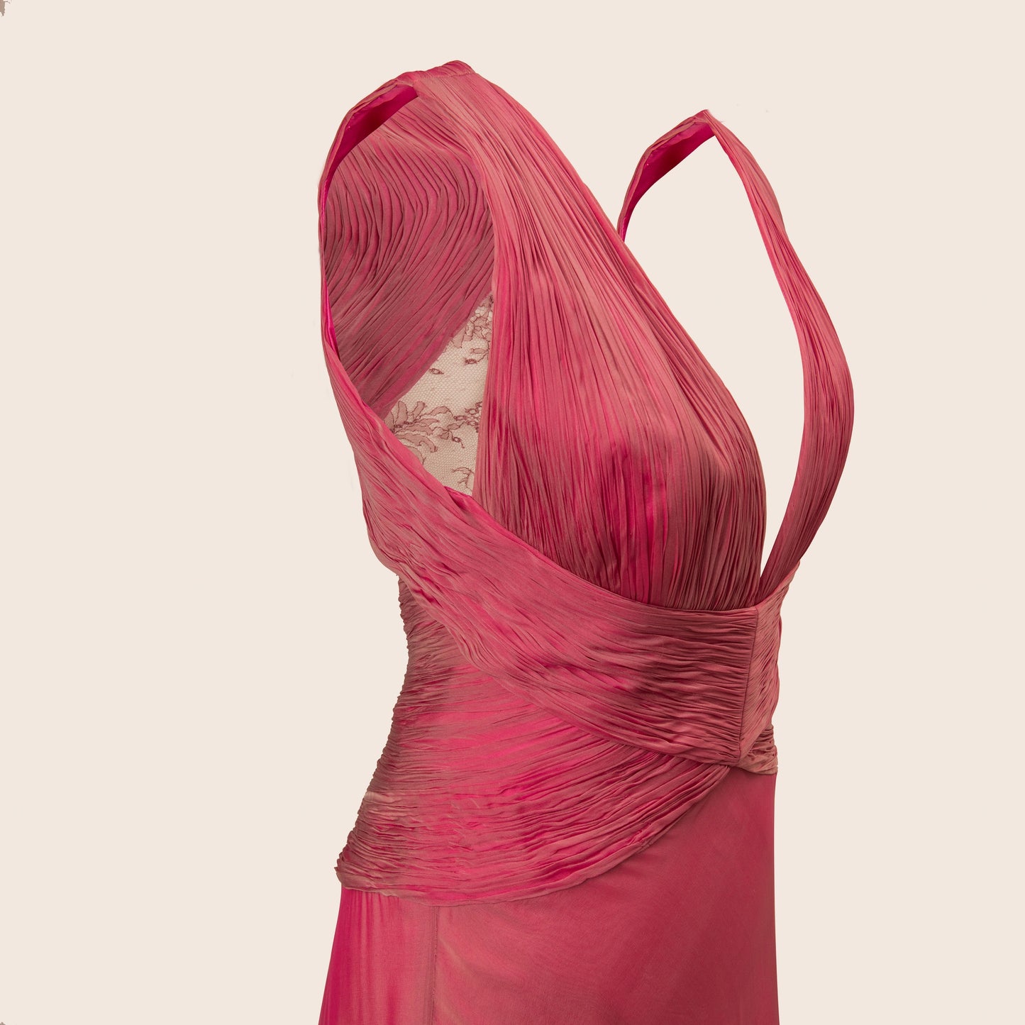 Roberto Cavalli Deep Pink Pleated Gown