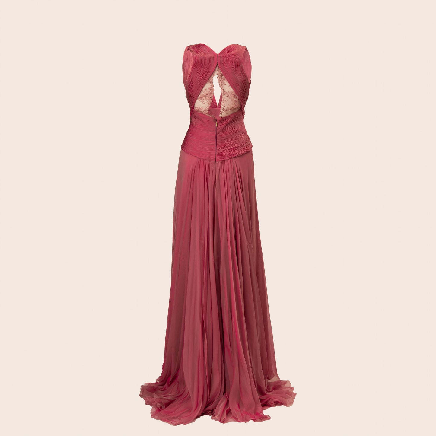 Roberto Cavalli Deep Pink Pleated Gown