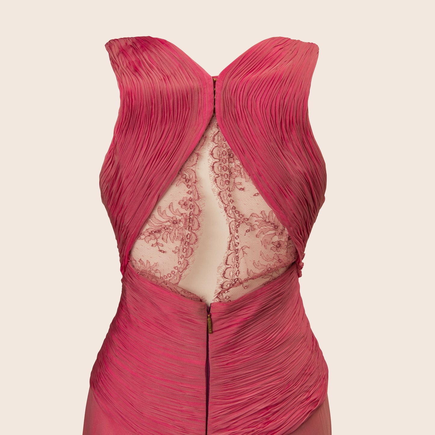 Roberto Cavalli Deep Pink Pleated Gown