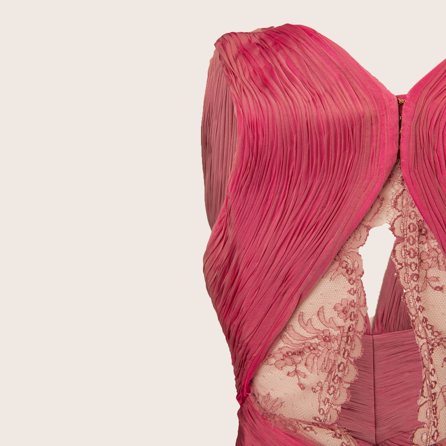 Roberto Cavalli Deep Pink Pleated Gown