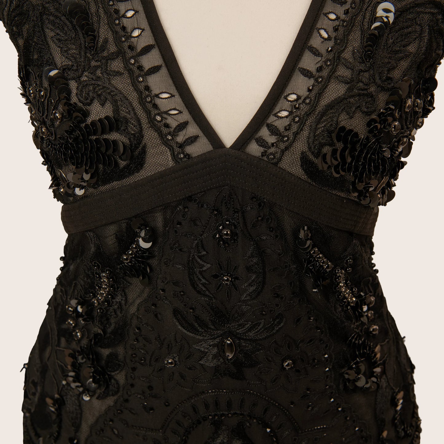Roberto Cavalli Black Beaded Sheath Dress