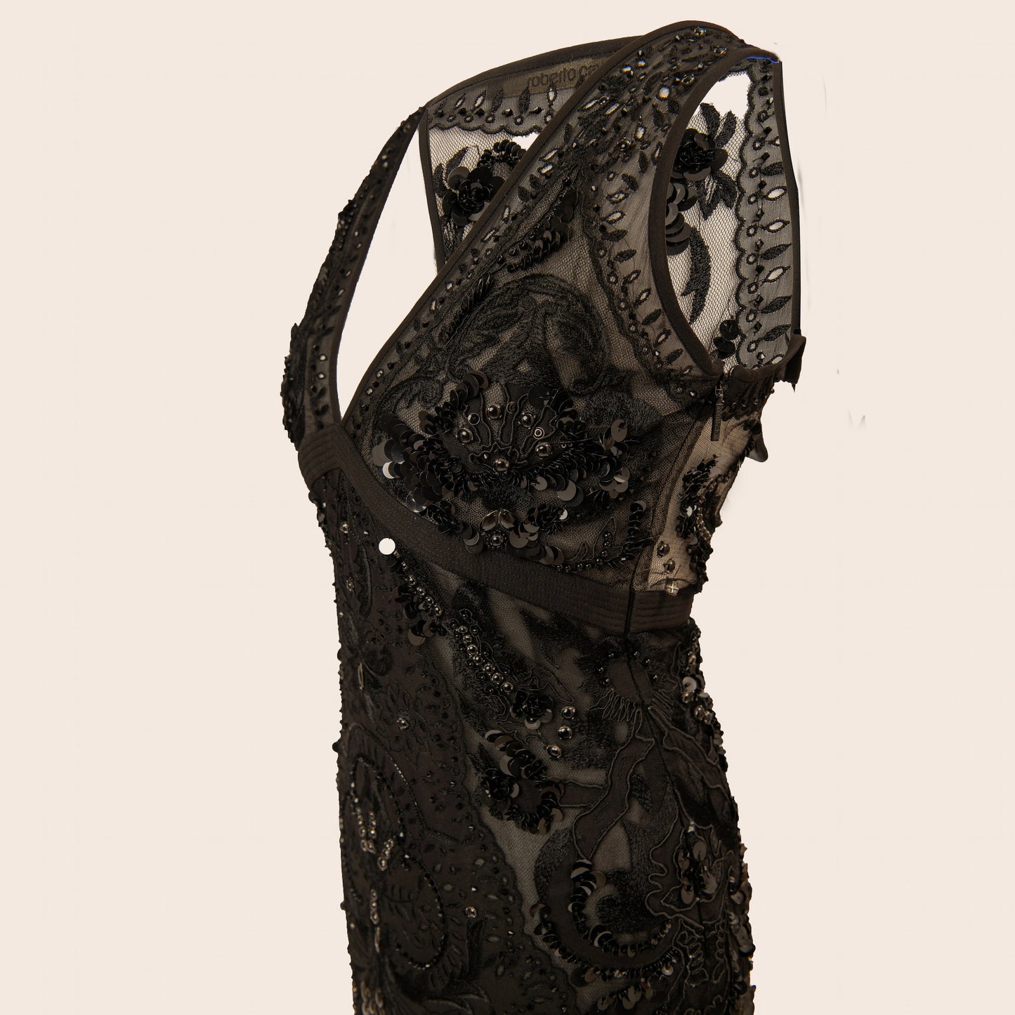 Roberto Cavalli Black Beaded Sheath Dress