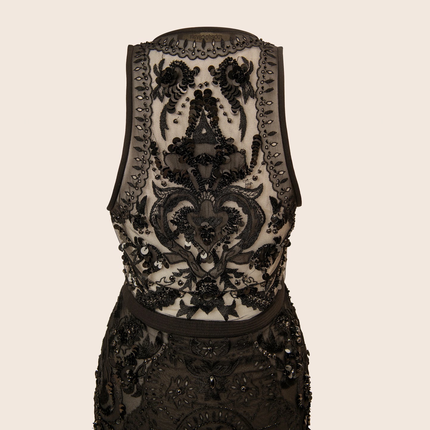 Roberto Cavalli Black Beaded Sheath Dress