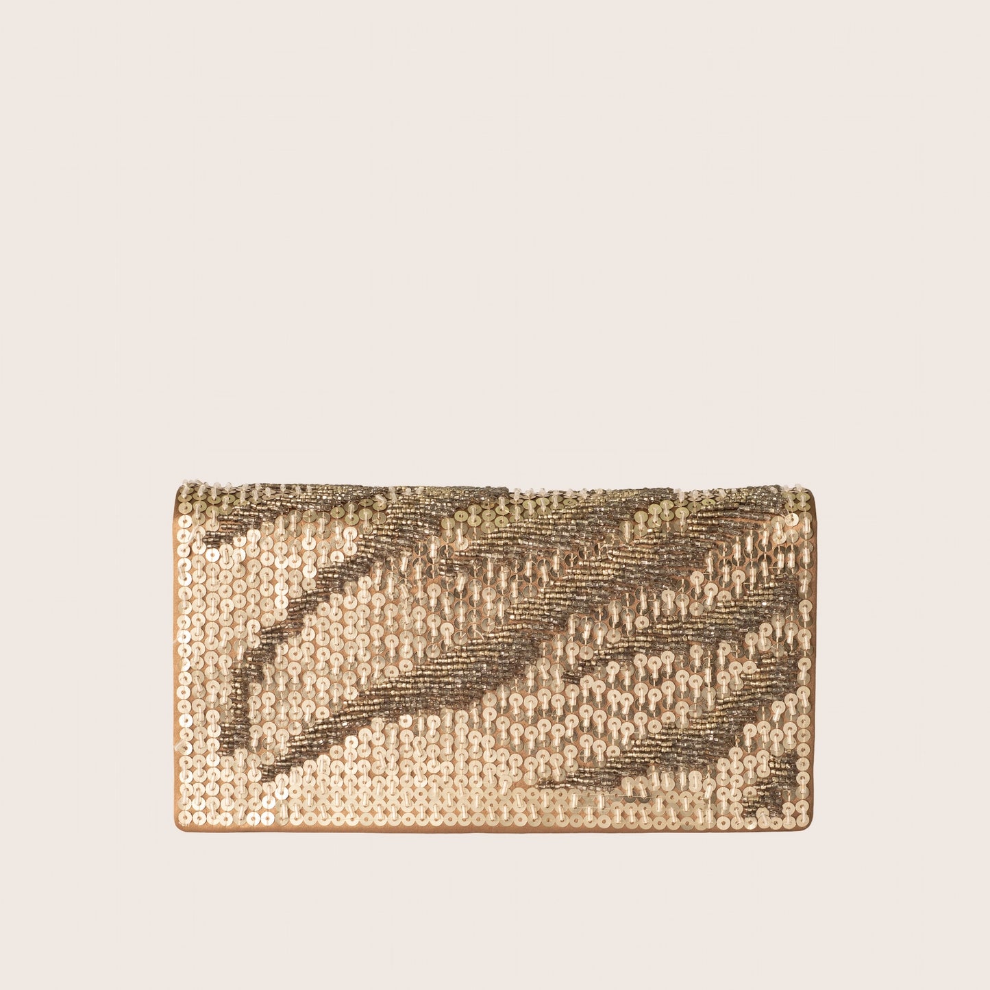 Roberto Cavalli Gold Sequin Zebra Stripe Clutch
