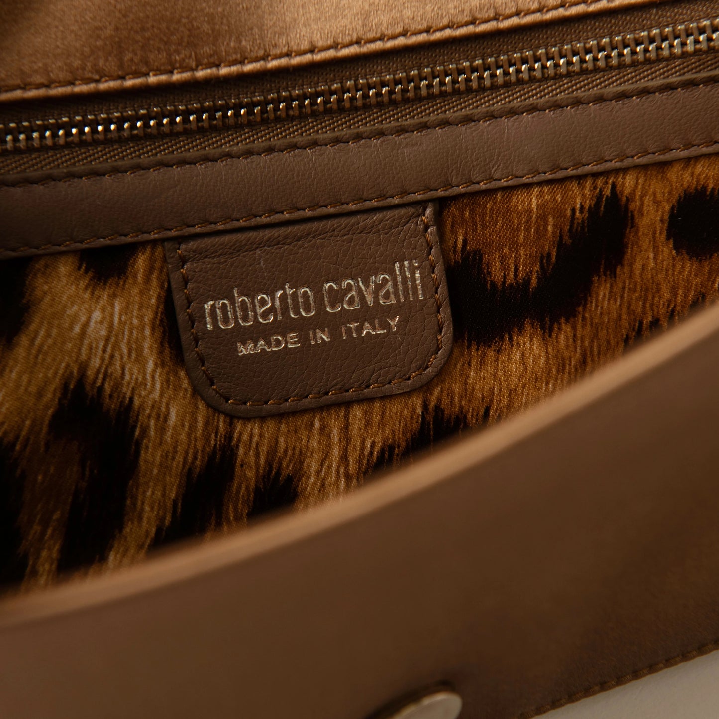 Roberto Cavalli Gold Sequin Zebra Stripe Clutch