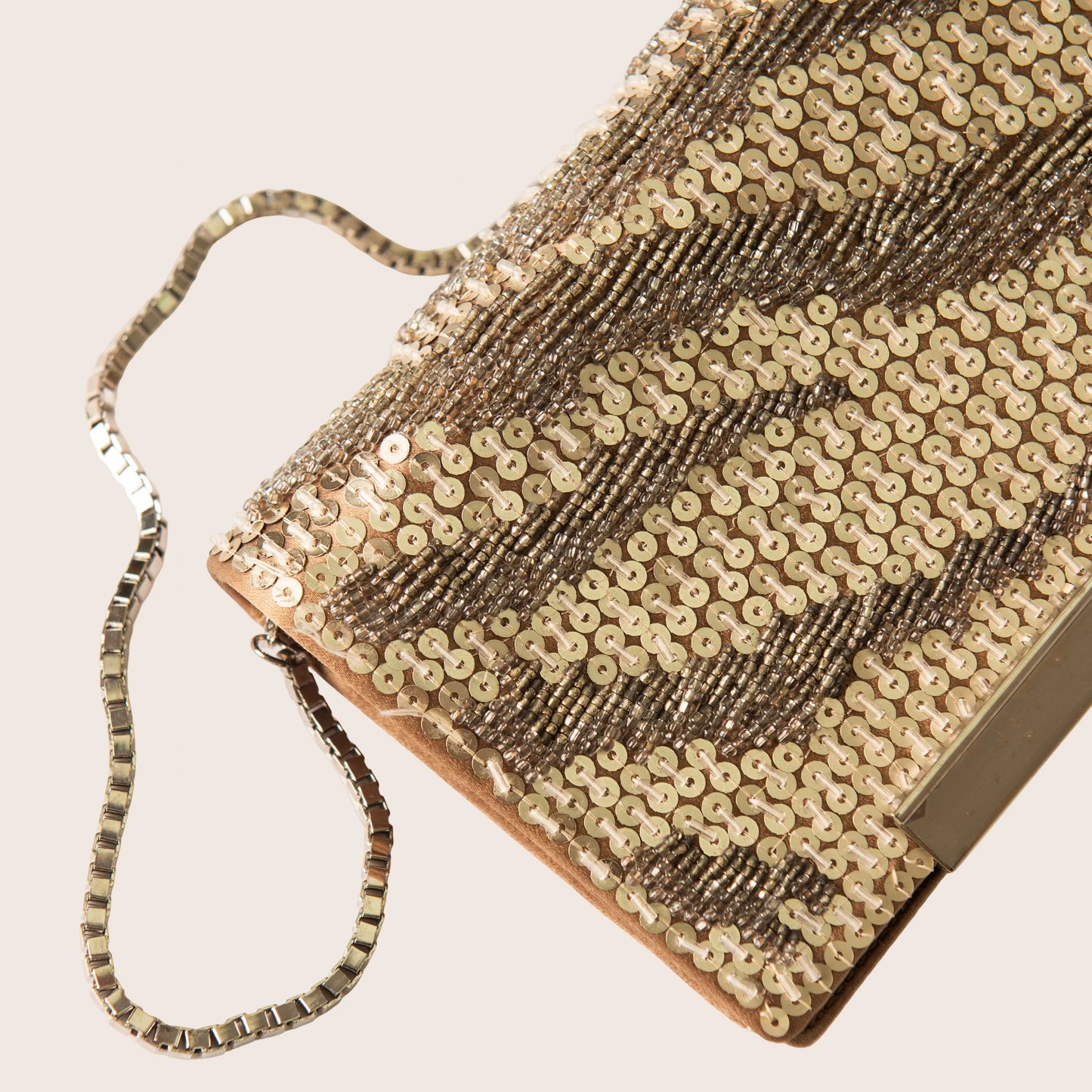 Roberto Cavalli Gold Sequin Zebra Stripe Clutch