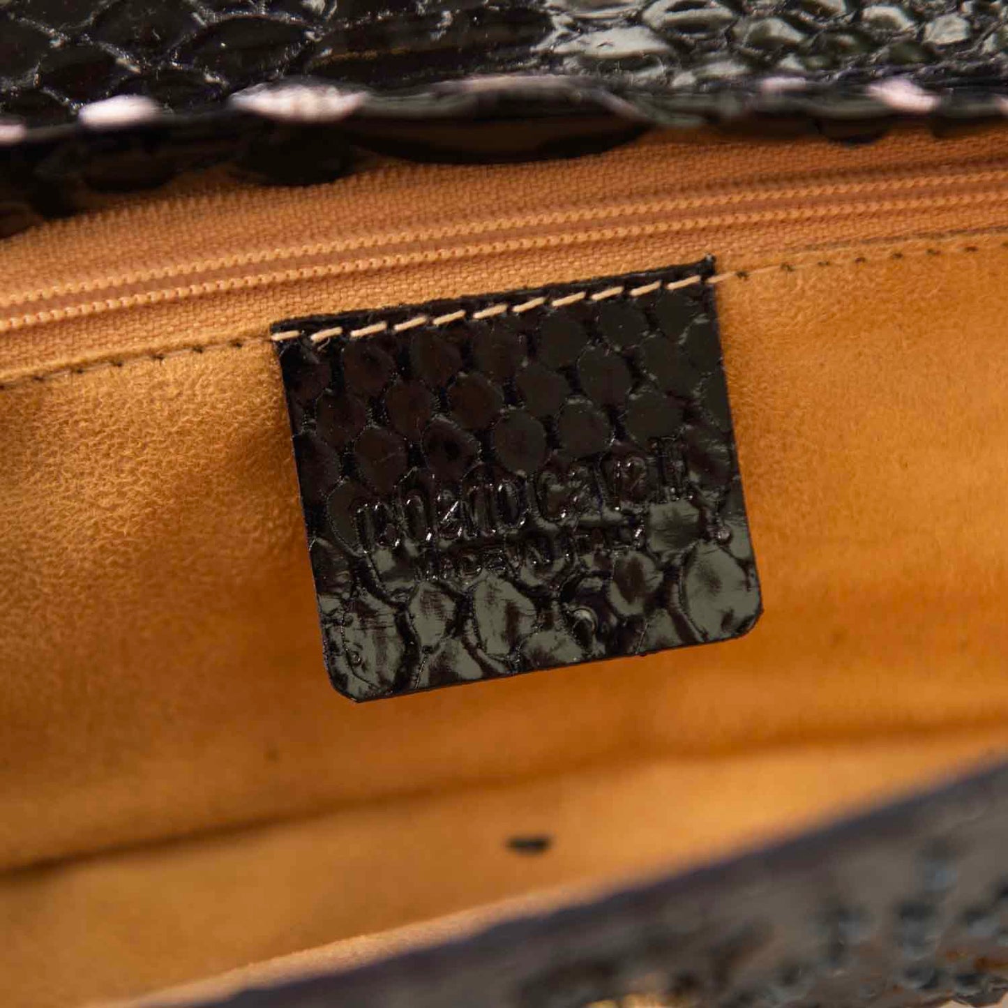 Roberto Cavalli Exotic Black Python-Embossed Clutch in Patent Leather