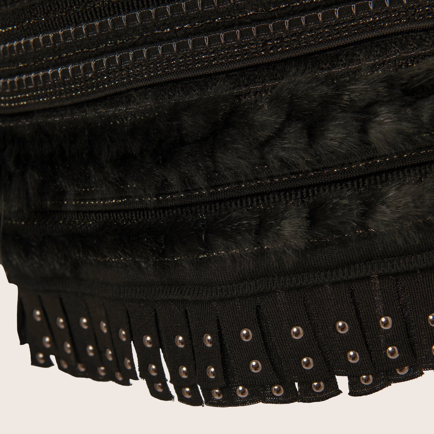 Roberto Cavalli Black Knit Dress with Fur Trim