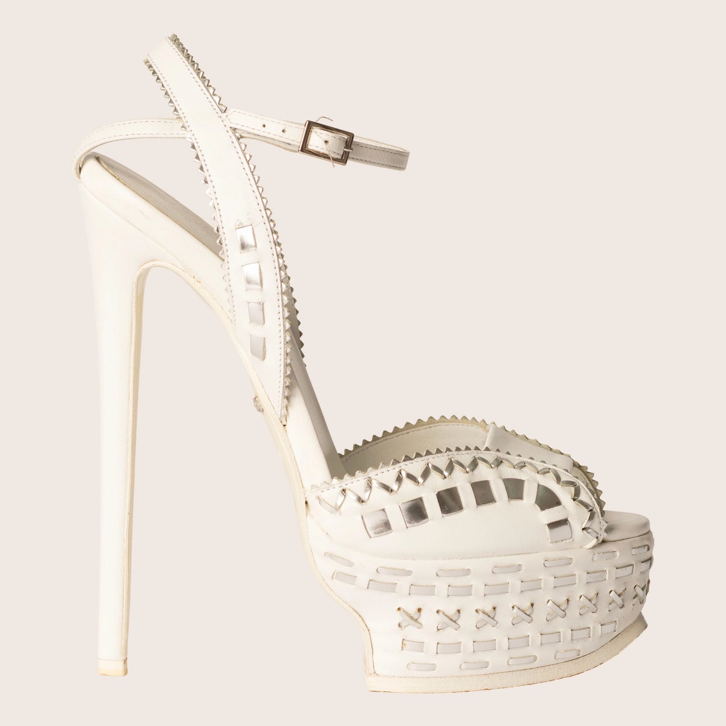 Roberto Cavalli Embellished Platform Sandals - White