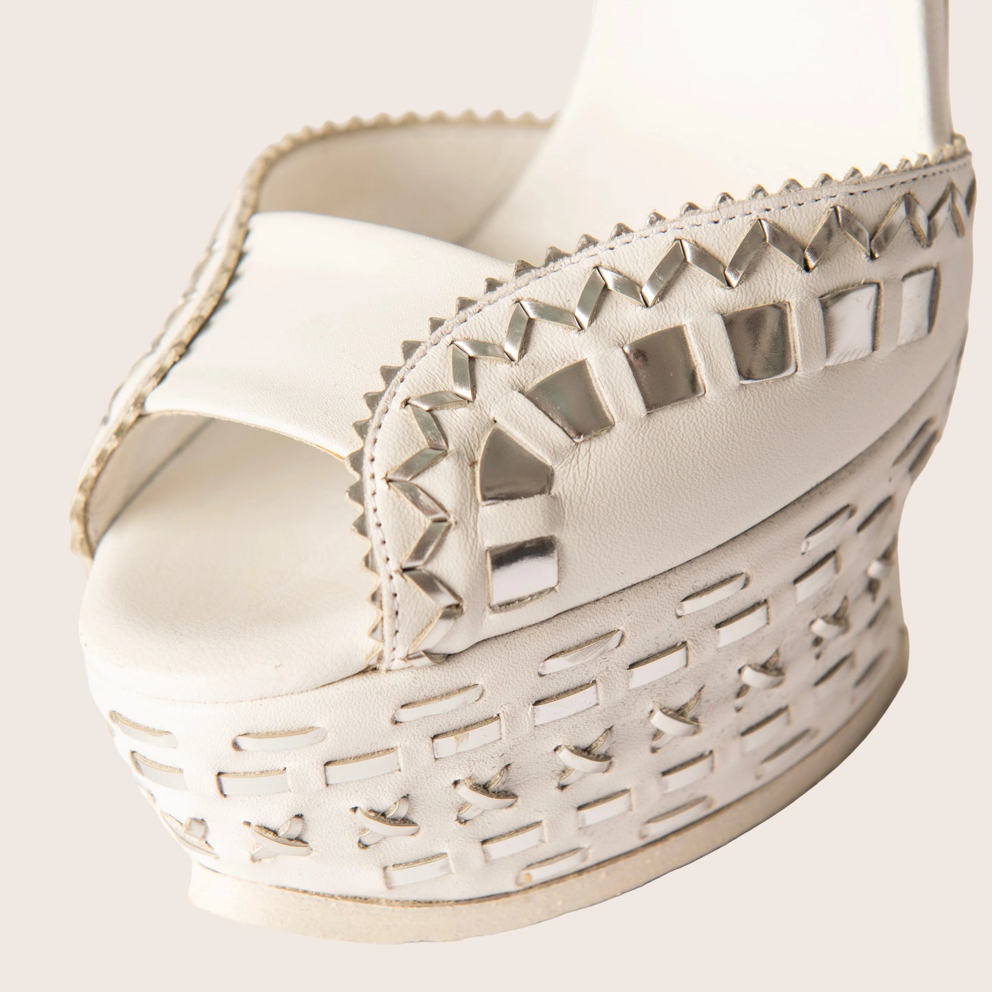 Roberto Cavalli Embellished Platform Sandals - White