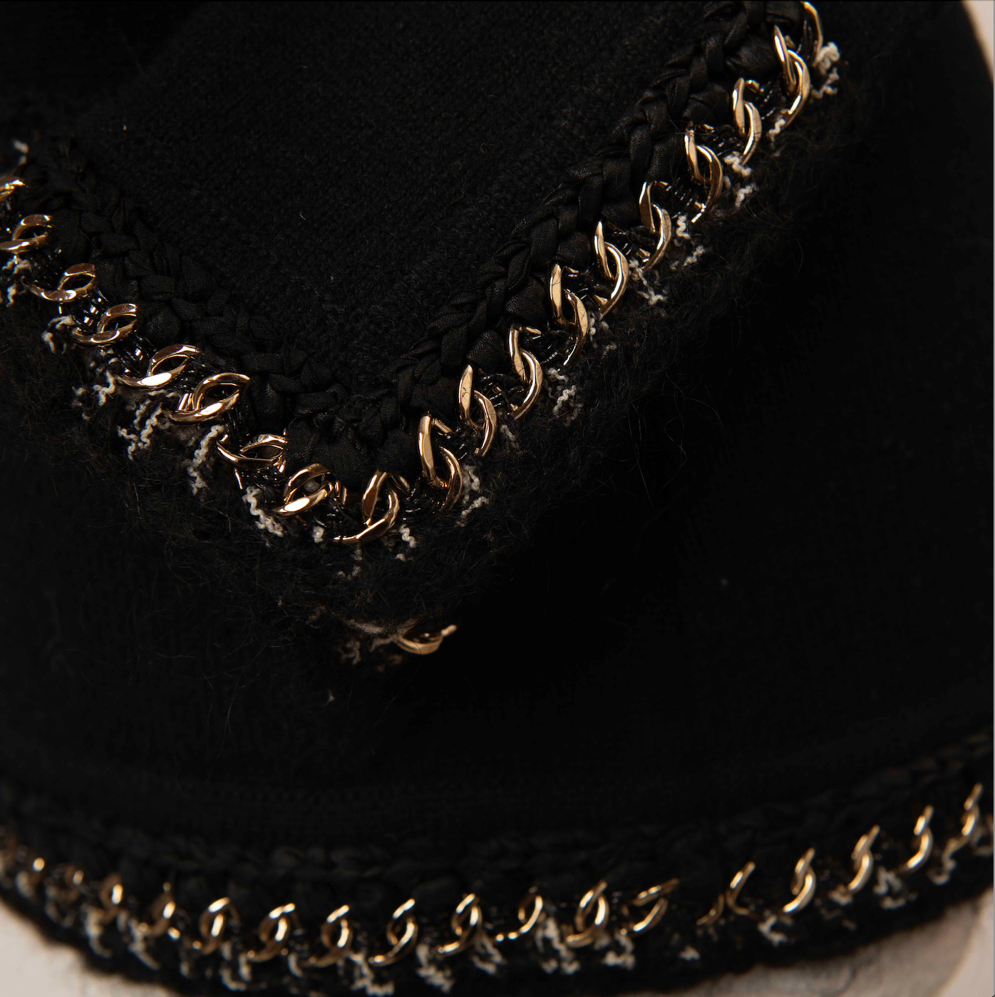 Chanel Black Knit Jacket with Gold Chain Trim