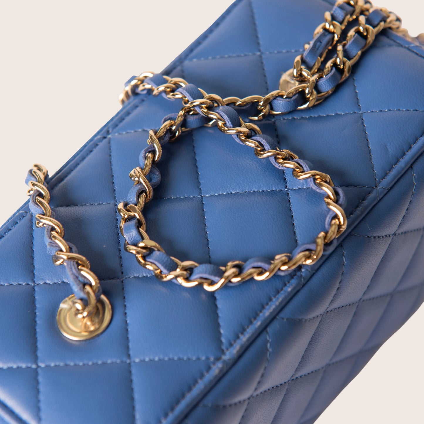 Chanel Blue Quilted Calfskin CC Charm Vanity Case