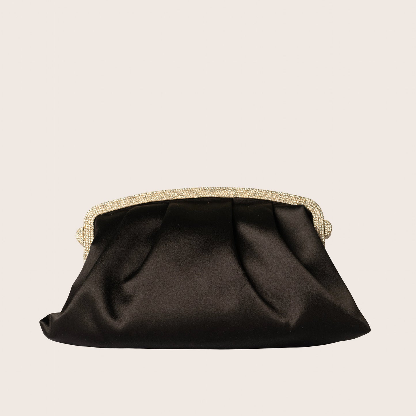 Valentino Black Satin Crystal-Frame Minaudière