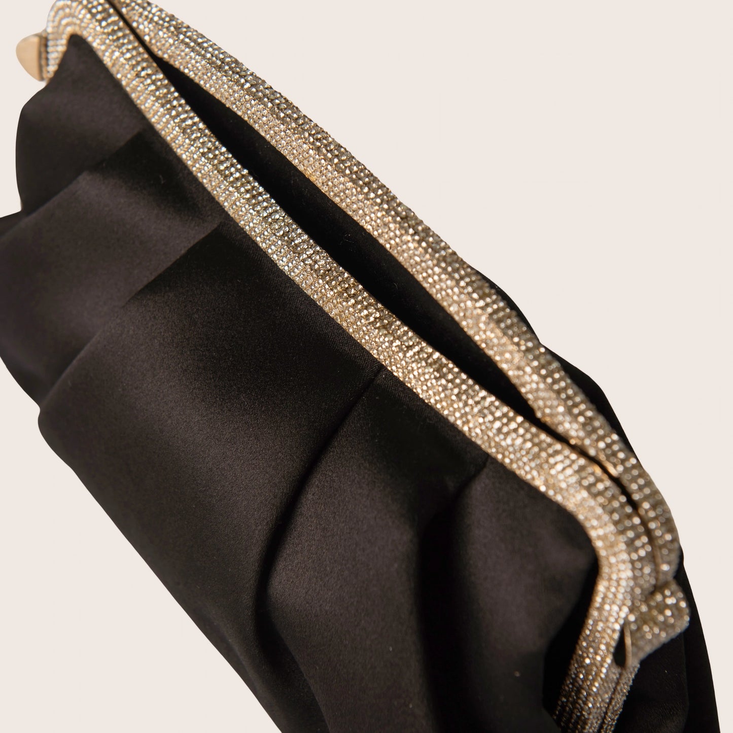 Valentino Black Satin Crystal-Frame Minaudière