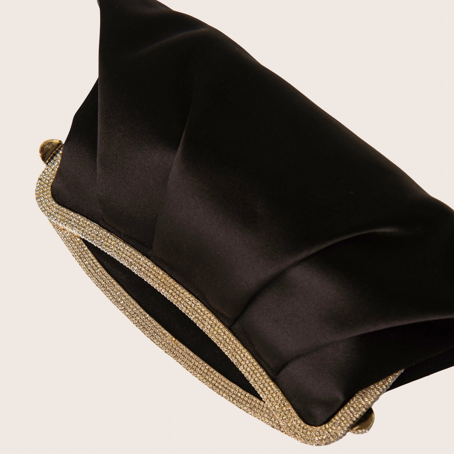 Valentino Black Satin Crystal-Frame Minaudière