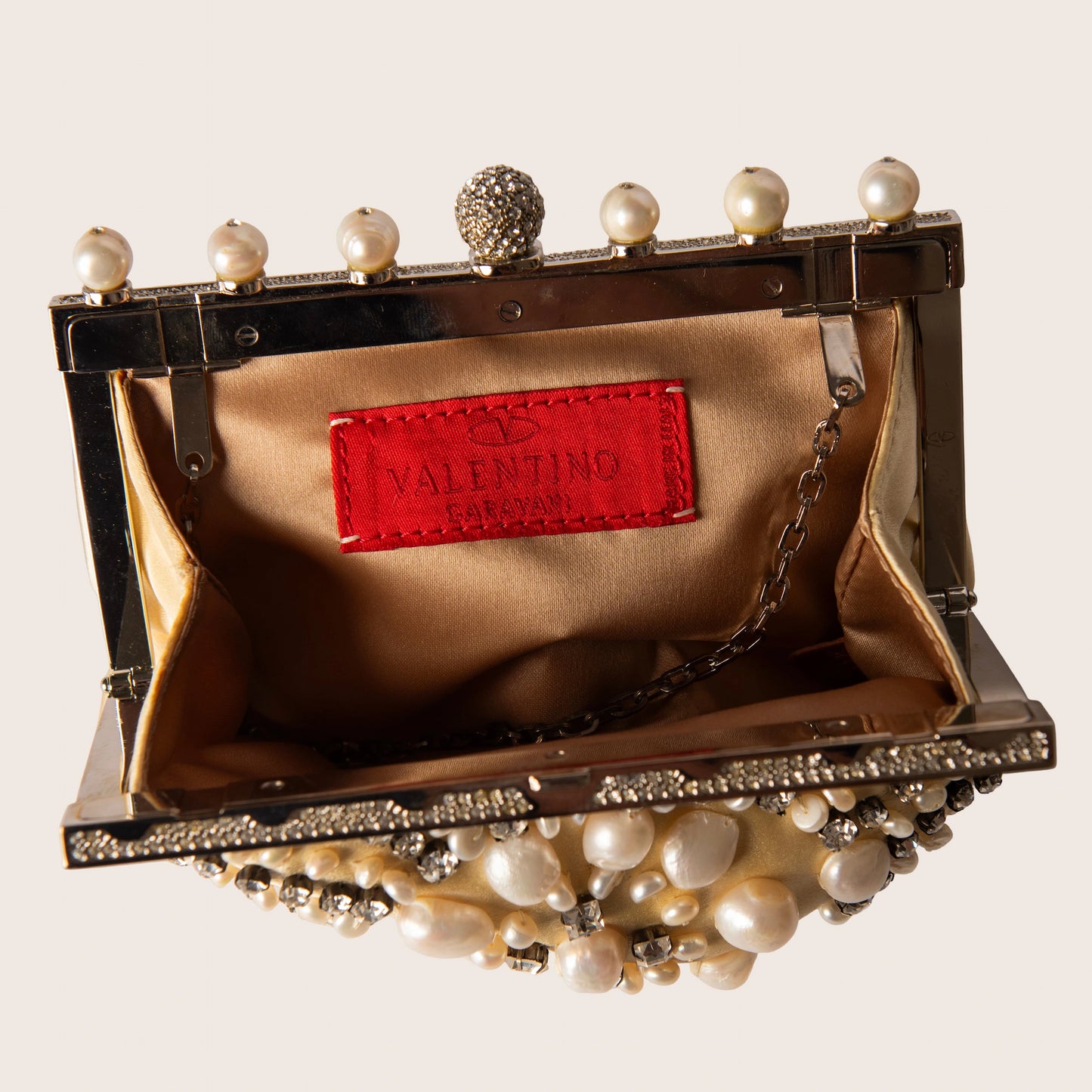 Valentino Mother of Pearl and Crystal-Embellished Clutch