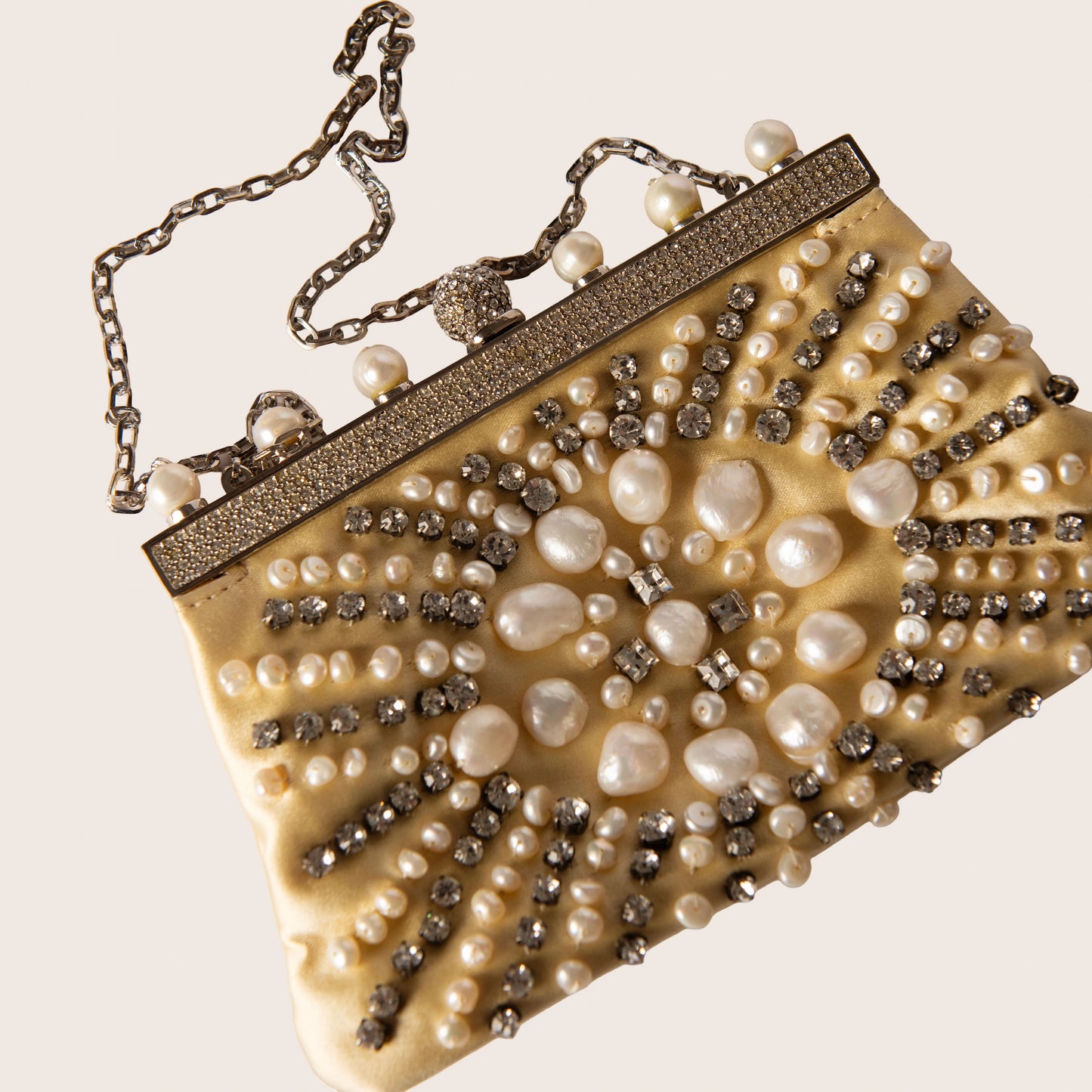 Valentino Mother of Pearl and Crystal-Embellished Clutch