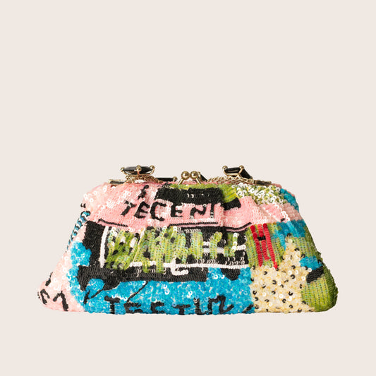 Valentino Sequin Graffiti Clutch