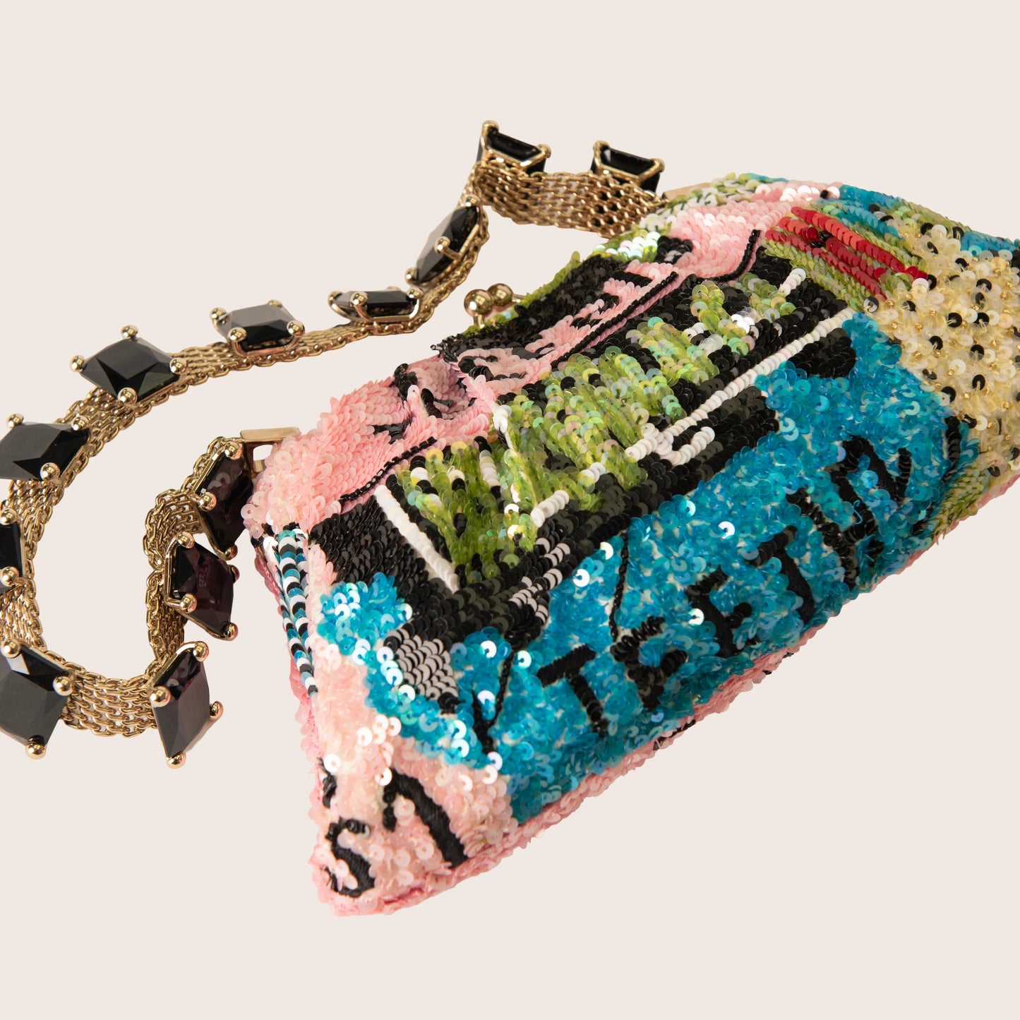 Valentino Sequin Graffiti Clutch