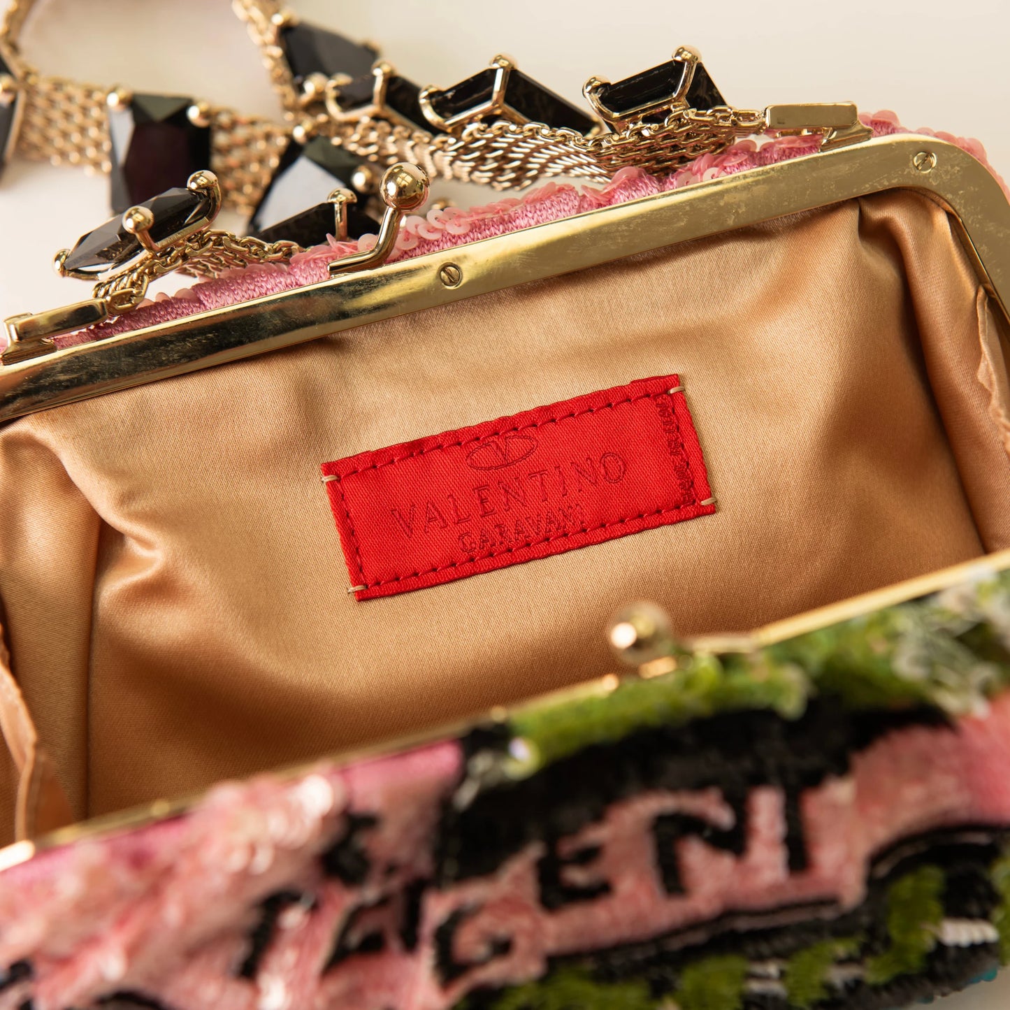 Valentino Sequin Graffiti Clutch