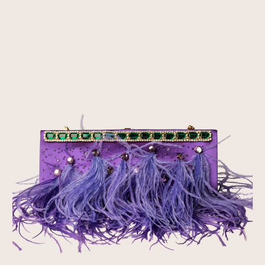 Valentino Garavani Purple Feather Clutch