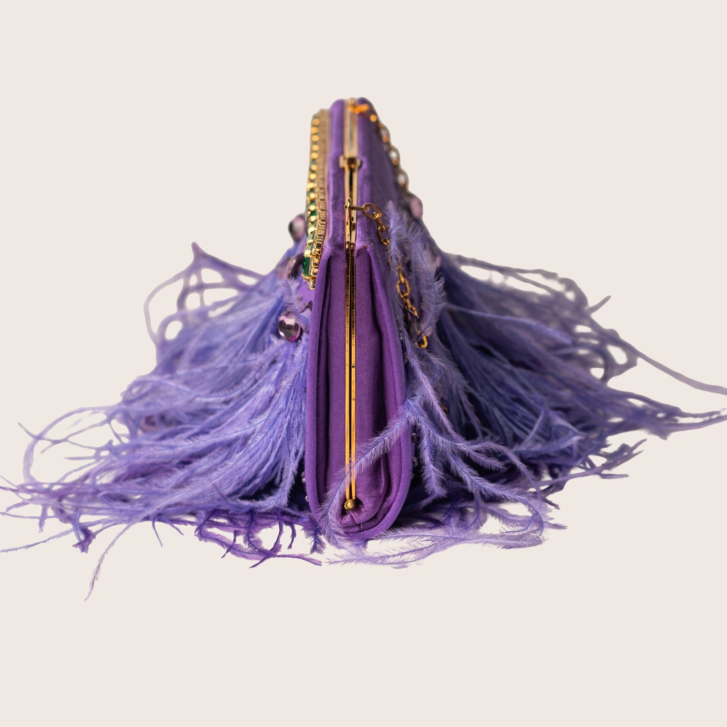 Valentino Garavani Purple Feather Clutch