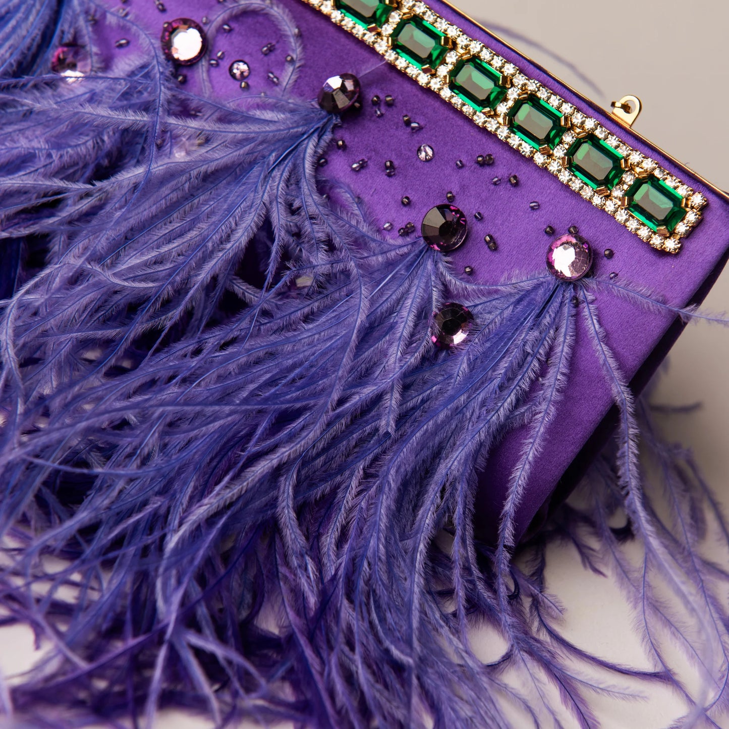 Valentino Garavani Purple Feather Clutch