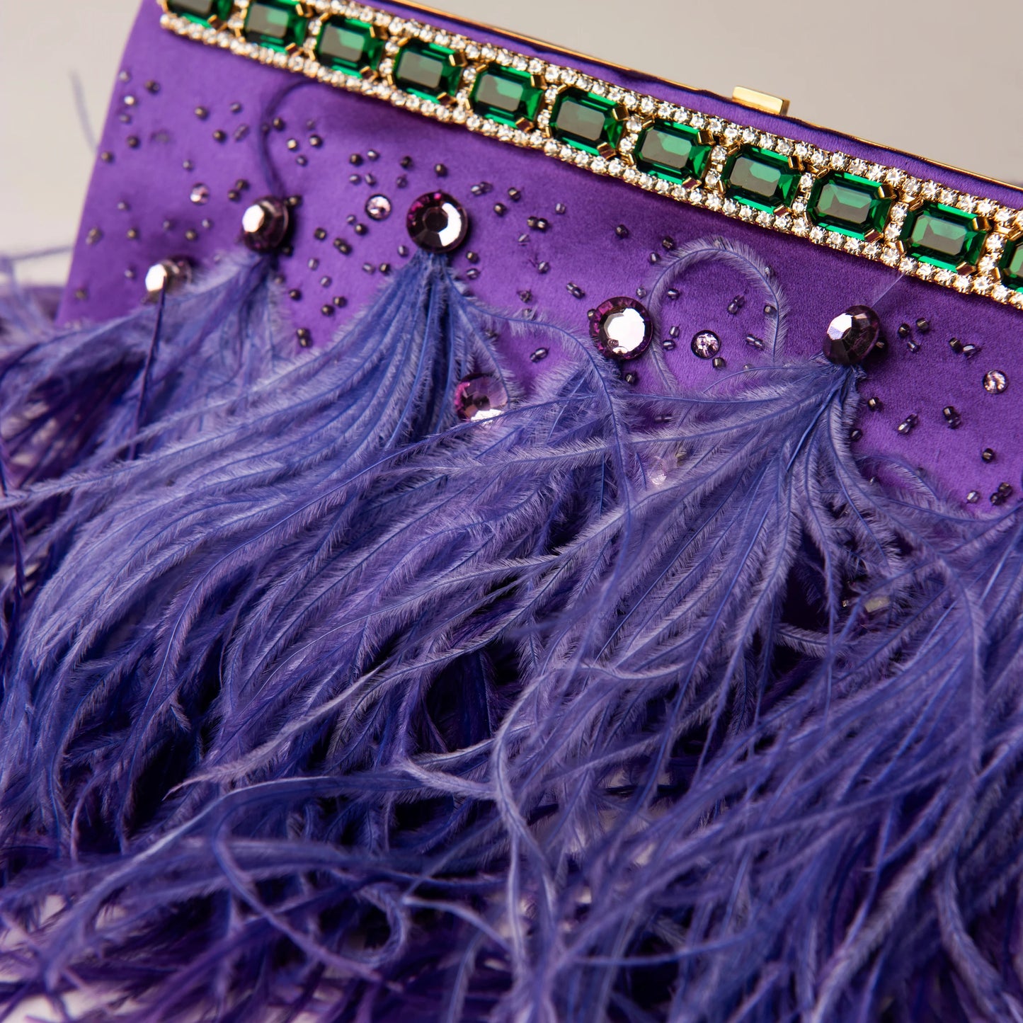 Valentino Garavani Purple Feather Clutch