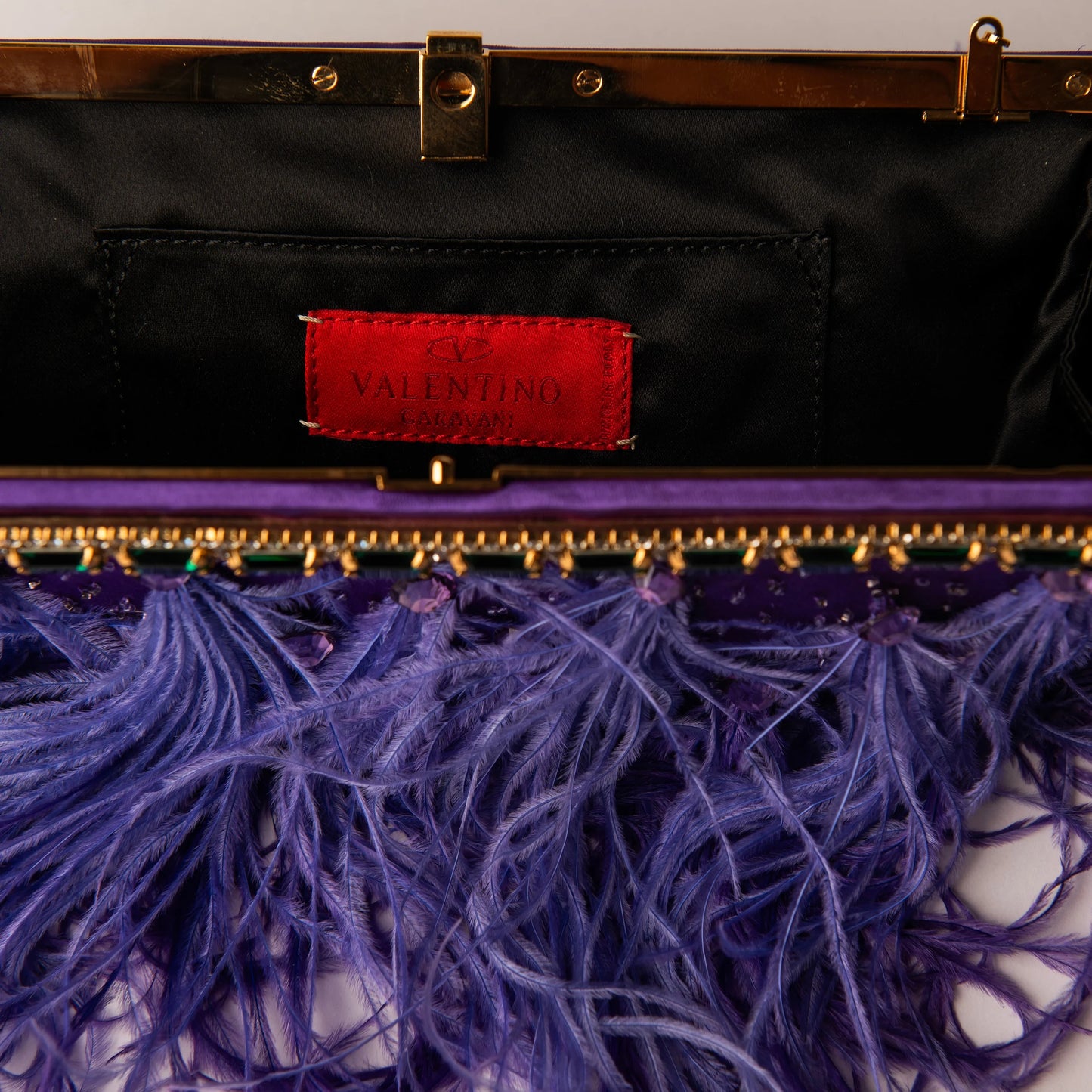 Valentino Garavani Purple Feather Clutch