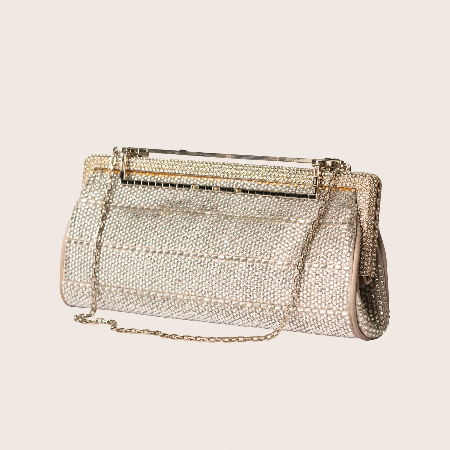 Valentino Crystal Mesh Clutch with Linear Frame Detail