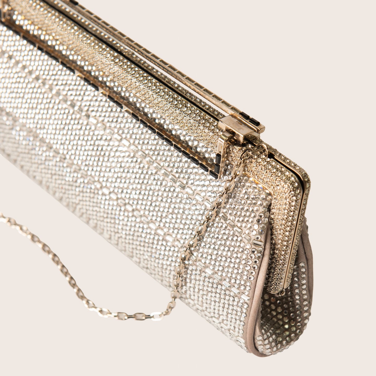 Valentino Crystal Mesh Clutch with Linear Frame Detail
