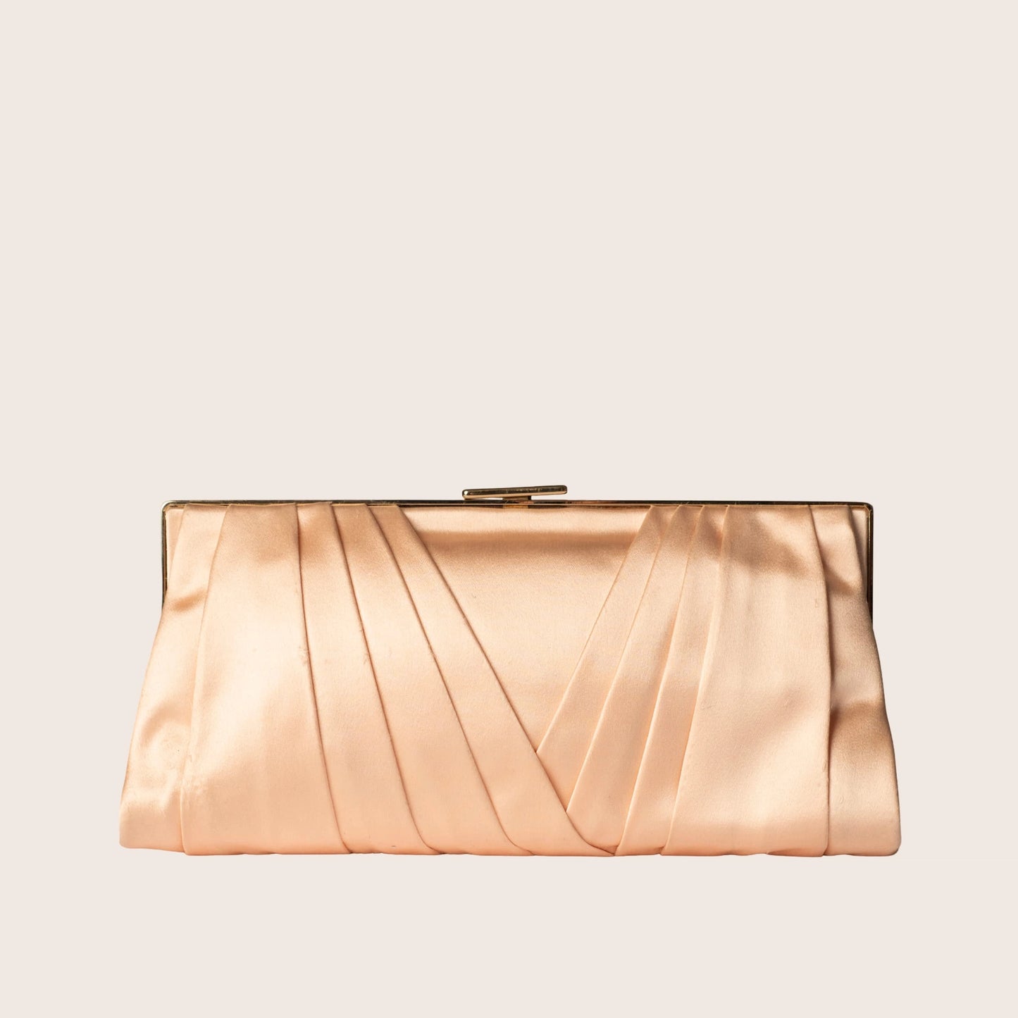 Valentino Peach Satin Floral-Crystal Embellished Clutch