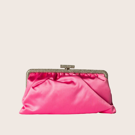 Valentino Pink Satin Floral-Crystal Embellished Clutch