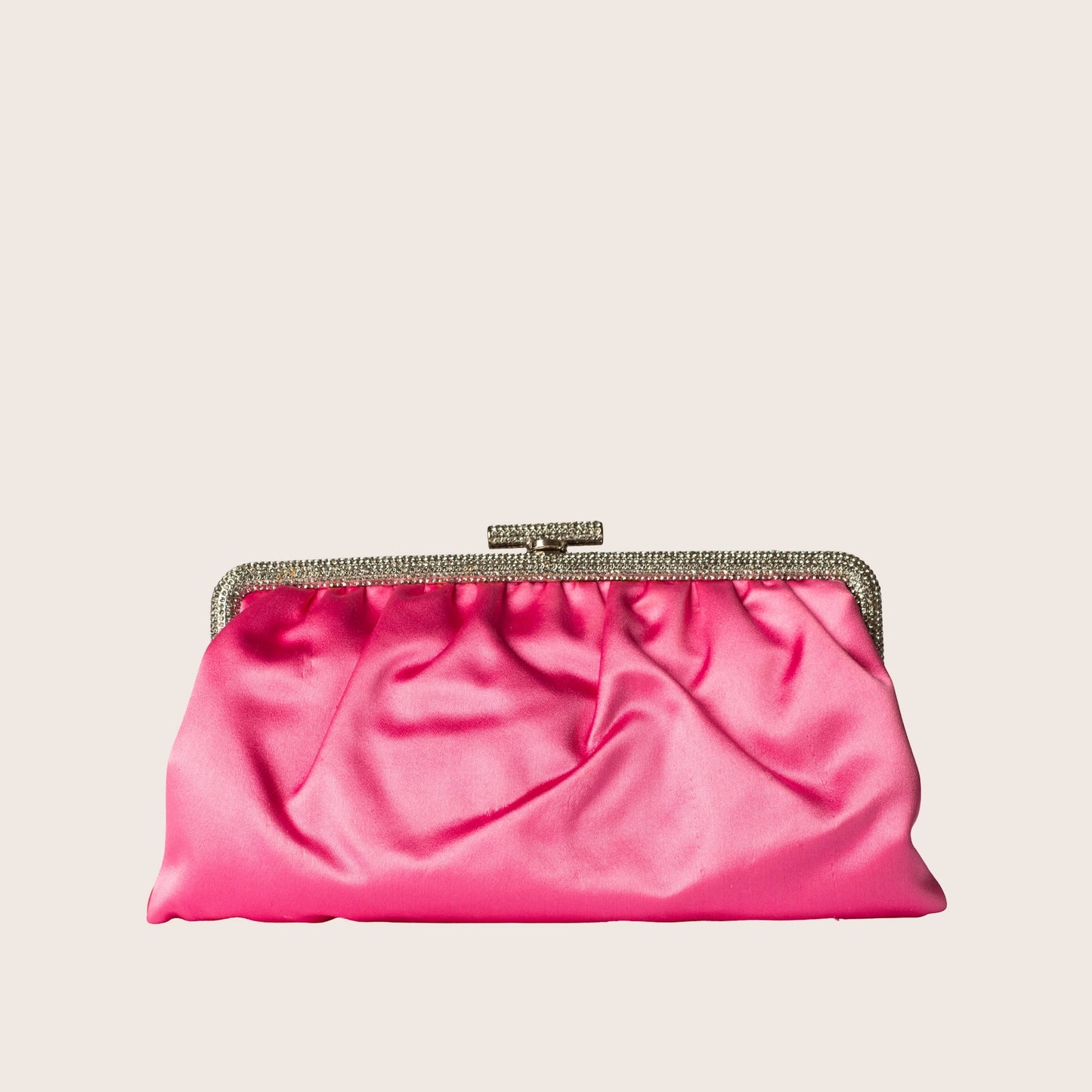 Valentino Pink Satin Floral-Crystal Embellished Clutch